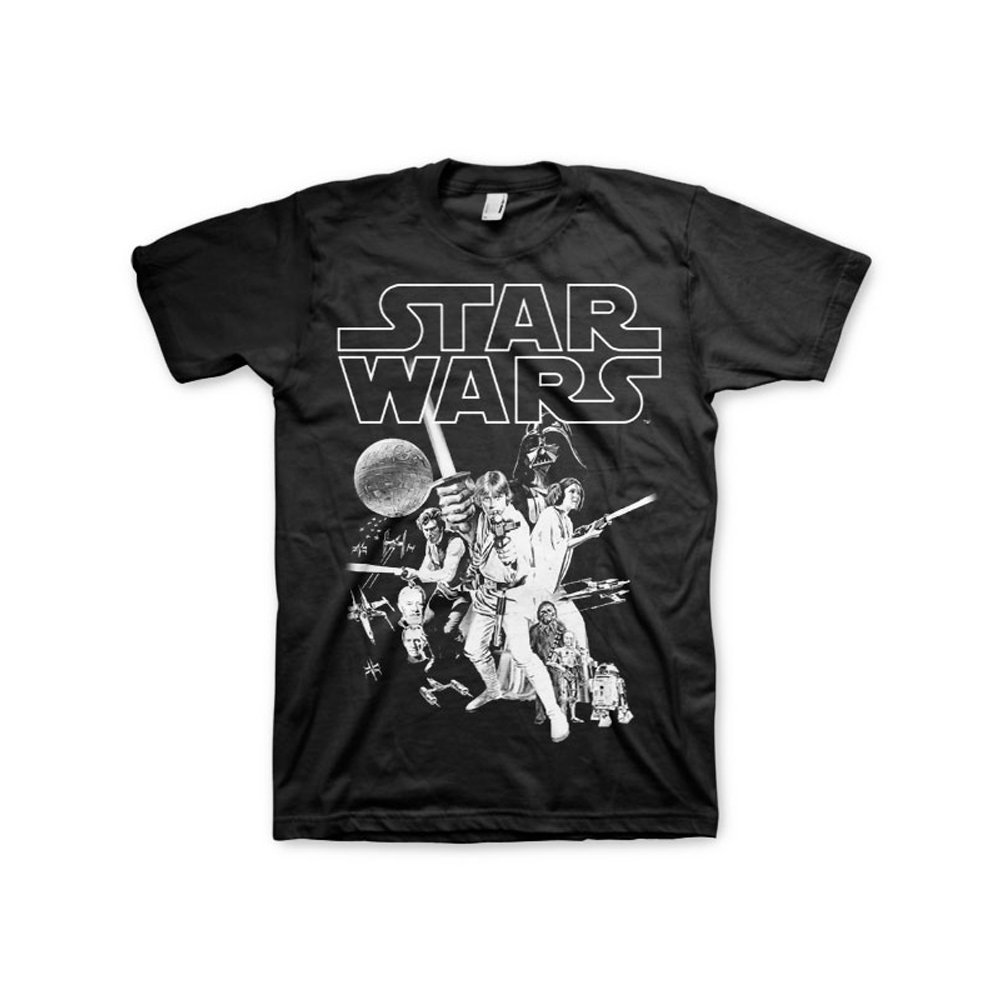 Star-Wars-Offizielles-Classic-Poster-3XL4XL5XL-Herren-T-Shirt-Schwarz