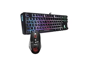 NOUA Mouse e Tastiera Gaming, Layout Italiano QWERTY, USB, Anti-ghosting, Tastiera Retroilluminata LED RGB, Mouse Gaming 1200-3200 DPI - Nero