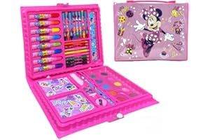 Cartoon Estuche con colores para niños Minnie Mouse Disney Juego de dibujo y pintura de 52 piezas de colores y papelería