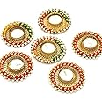Divyakosh Present Unique Design Metallic Diya Tea Light Candle Holder Rangoli Diya for Home Office Decoration Diwali Gifts TeaLights Set of 6 Pc
