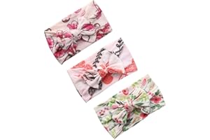 COUXILY Neonate Fasce morbide in cotone Fiocco annodato con fiocco Fascia elastica Solido e stampato Fiocco di colore Fiocco per capelli per i più piccoli Neonati Set regalo per bambini (E016-A)