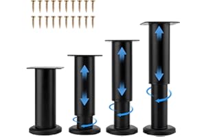 Yosoo Health Gear Adjustable Furniture Legs, Metal Cabinet Feet, 4pcs 300KG Load Capacity, Cold Rolled Steel for Bed, Sofa, Table, with Mounting Screws, for Bathroom, Kitchen, Living Room (12-18cm)