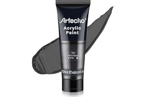 Artecho Peinture Acrylique 120ml Noir, Acrylic Paint, Peinture pour Toile, Tissu, Bois, Roche, Papier, Verre.
