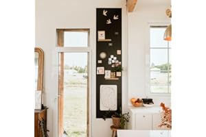 FERFLEX - Kit carta da parati magnetica - Adesivo Nero Riposizionabile - Ardesia cancellabile - Decorazione murale - 8 magneti argento inclusi - 2mx60cm