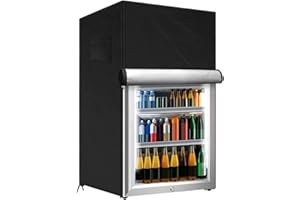 LVYXON 210D Heavy Duty Outdoor Fridge Cover, Waterproof Upright Fridge Protector with Elastic Hem, Cord Buckle, Straps, Front Zippers, Mesh Air Vents for 3.0