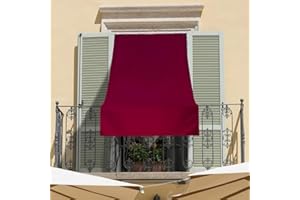 Corredocasa Tenda da Sole a Tinta Unita o Righe da Esterno - Ideale per Balcone Veranda Terrazzo terrazzino casa con Anelli e Ganci Tessuto Resistente (300L x 300A cm (1 Pannelli), Bordò)