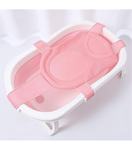 Hamac De Bain Pour Bébé Avec Brosse à Shampoing En Silicone - Filet Ajustable 0-18 Mois - Antidérapant Et Confortable