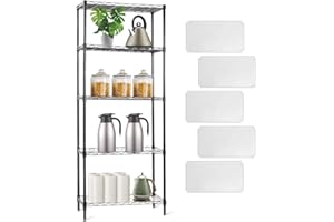 Clucycia 5 Tier Shelving Unit Adjustable Wire Shelves Steel Rack Shelf Storage and Organizer Rack Black