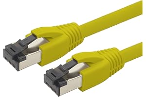 1aTTack.de 5m Cat 8 Netzwerkkabel CAT8 Kabel Gelb - 1 Stück Cat.8 Lan 2000 Mhz 40 Gbit s 40GBase-T Poe+ Patchkabel Ethernetkabel LSZH - 1 x 5 Meter Gelb