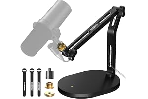 Aokeo mikrostativ, skrivbordsmonterad skrivbordsmikrofonarm med 3/8" till 5/8" adapter, kompatibel med Blue Yeti, QuadCast, S