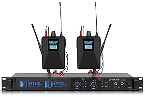 G-MARK Sistema de monitor intrauditivo G4000 IEM UHF Wireless Stage Return con frecuencia intrauditiva seleccionable para Stage Guitar Studio Band Performance DJ Metal Body