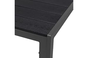 FineHome Aluminium WPC Gartentisch Esstisch Gartenmöbel anthrazit/schwarz Tisch Holzimitat wetterfest 160x90x74cm