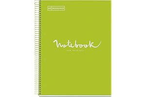 Miquelrius - Notatnik A4 w kropki, 1 kolorowy pasek, 80 arkuszy w linie z kropkami (kropkami), papier 90 g/m² z mikroperforacją z 4 otworami na 4 pierścienie, okładka z kartonu, kolor zielony