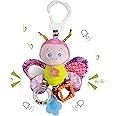 Funsland Pram Toys for Babies 0-6 Months, Clip On Car Seat Stroller Toys with Hanging Rattle, Newborn Sensory Toys for Baby Girls and Boys, Crib Travel Activity Plush Toys for Toddler 6-12 Months