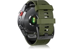 SumRioo QuickFit 26 mm Correa para Garmin Fenix 8/8 Solar 51mm/7X Pro Solar/7X Pro/7X/6X Pro/6X/5X Plus/5X, Pulsera de Silicona para Garmin Fenix 3/3HR, Epix 2 Pro 51 mm, Tactix Delta, Verde/Negro