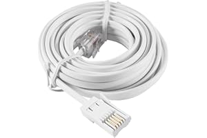 LORSENG 1 Pcs 5-Meter BT to RJ11Cable, Telephone Cable PhoneCable for Landline ADSL Modem Cable, BT Telephone to RJ11Cable for Landline, Router, ADSL Broadband, Fax, Sky Box, Virgin Media (White 6P2C)