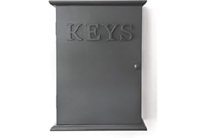 GreyZouq Key Cabinet with 'KEYS' print. Key rack. (Dark Grey)