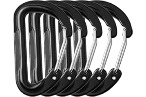 ORYIAH Juego de 5 pequeños mosquetones, llavero mosquetones, gran apertura, ganchos mosquetones para camping, senderismo, pesca, etc. (5 colores a elegir)