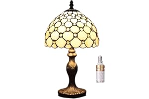 Kinbolas Styl Tiffany 8 cali Lampa stołowa Witraże Koraliki Abażury Mała lampka nocna Czytanie Antyczne Lampka na biurko Salon Sypialnia Biuro Vintage Art Deco Wiktoriańskie