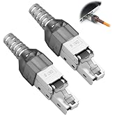 2 Pack RJ45 CAT 8 Connector for Rigid Ethernet LAN Installation Cables, CAT 8 Network Connector, Tool-Free Field Mount, STP,