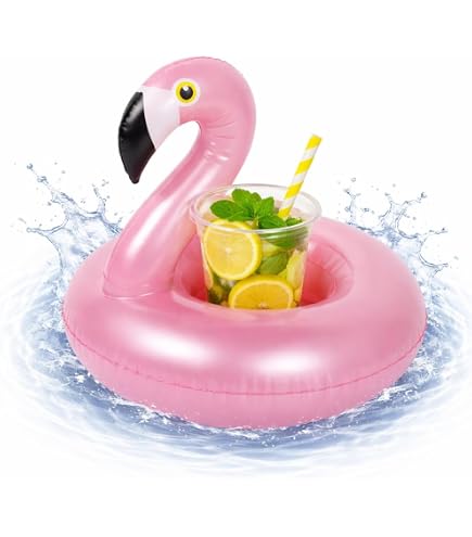 Porte-Gobelet Gonflable Flamant Rose - Lot De 12 Mini Supports Flottants Pour Piscine, Plage, Baignoire - PVC Durable - Idéal Cocktails Et Boissons