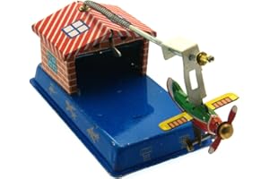 BRIMTOY Aeroplane hangar - Mechanical clockwork tin toy