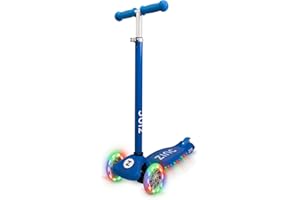 Zinc Superstar Kids Scooter for Ages 3+ – Three Wheeled Boys & Girls Scooter with LED Light Up Deck & Wheels, Adjustable Handlebar, Lean ‘n’ Steer Controls, Rear Brake, Soft Rubber Grips