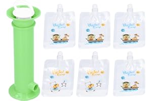 JIAWU Estación para Apretar, Estación de Llenado de Bolsas Reutilizables con 6 Bolsas para Bebés, Bebés y Niños Pequeños, Máquina Portátil para Hacer Jugos de Frutas (Verde)