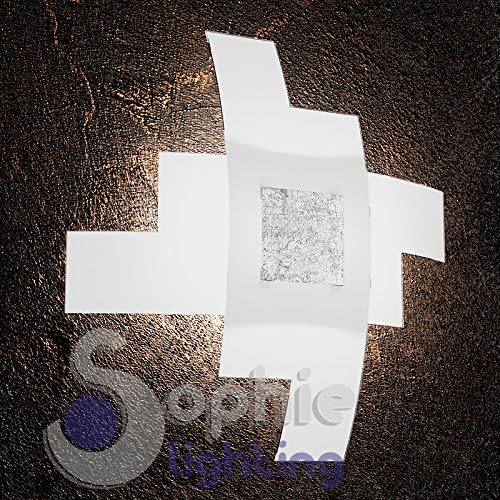 Ceiling light ceiling lamp 55 x 55 Modern Design Elegant Cross Overlapping Minimal 2 Glass Silver Leaf Steel Living Room Bed Bath Tetri 55 Ago Sophie Lighting