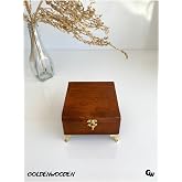 DSYapıAksesuar Doğal Ahşap Takı Kutusu Ahşap Saklama Kutusu(CEVİZ)(BEYAZ &Ccedil;AM)(BOY:12CM EN:12CM Y&Uuml;K:8,5CM)