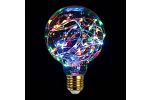 Tianfan Bombillas LED de neón, 4 colores, 50 LED, alambre plateado, luces de hadas de 1 W E27 (G95)