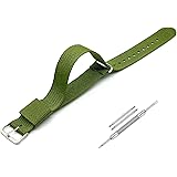 Lineon 18mm, 20mm & 22mm Stainless Steel 304 Buckle & Same Colour loop Nylon Vintage Style NATO Watch Strap ONE WAY NATO Nylon STRAP Imported Quality With Pins and Pin Remover Tool (Include): 