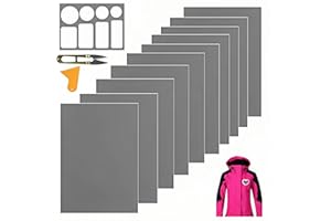 Cylocrya 18 Parches de reparación de Tienda de campaña,Parche de reparación de Ropa, Cinta de reparación de campaña, autoadhesiva, Impermeable, Incluye Tijeras en Forma de U y Cuchillo de Masilla