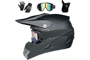 UIGJIOG Casque Cross Homme Noir,Casque VTT Integral Comprend S,M,L,XL 4 Tailles de Doublure de Casque,Casque Cycliste pour Enfants,Garçon Et Fille Scooter De Ski VTT Casque
