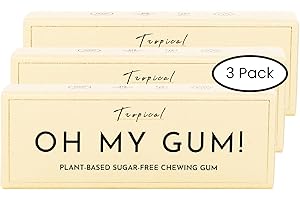 OH MY GUM! Natural Chewing Gum in Tropical Flavour Pack of 3 (10 Pieces/Pack) | 100% Plant Based Aspartame Free Chewing Gum | Award Winning Sugar Free Chewing Gum & Good for Teeth | Fruity Chewing Gum
