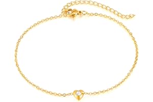 Bewenda Fußkettchen für Damen Gold, Herz Blume Fussketten für Frauen, Fußkette mit Rund Schmetterling, Verstellbar Fusskettchen Stern+Krone, Sommer Strand Barfuß Knöchel Kette Wasserfest Fußschmuck