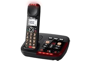 Panasonic KX-TGM420GB - Telefono cordless digitale, segreteria telefonica digitale, unità base e auricolare singolo, LCD, modalità slov-talk, compatibile con apparecchi acustici, blocco delle chiamate