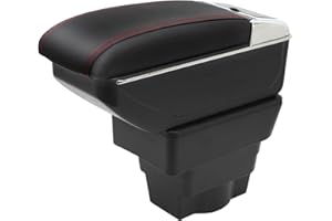 YJYWZH Car Armrests for Opel Astra J Double Layer Centre Console Large Storage Box Black with Red Stitching