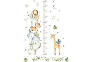 KITNELW Medidor Niños Pared Pegatinas Pared Decorativas Infantiles Autoadhesivo Extraíble Animales del Bosque Etiqueta de la Pared para el Crecimiento de los Niños