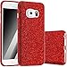 Produktbild FINOO | Samsung Galaxy S6 Rundum 3 in 1 Glitzer Bling Bling Handy-Hülle | Silikon Schutz-hülle + Glitzer + PP Hülle | Weicher TPU Bumper Case Cover | Rot
