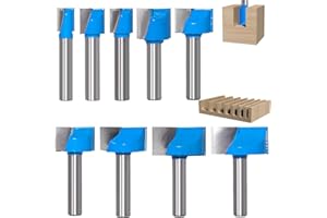 JIDRMC Zestaw 9 frezów do czyszczenia podłoża, frezy do frezarki górnowrzecionowej, trzpień 8 mm, frezy do powierzchni drewna, obróbka drewna (10 mm, 13 mm, 16 mm, 18 mm, 20 mm, 22 mm, 25 mm, 30 mm, 32 mm)