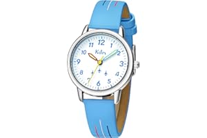 KDM Kids Watch Boys Girls Analogue Watch Luminous Time Teacher Watches for Girls Ages 3-12, Boys Leather Watch Waterproof Childrens Watch Quartz, Kids Gifts