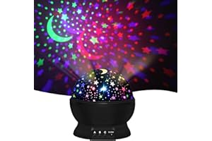 DQMOON Baby Sensory Light Star Projector, Baby Lamp 360°Rotation LED Night Light for Kids, Sensory Projector Light Room Decor with 16 Colorful Light, Gifts for Boys Girls Xmas Stocking Fillers for Babies