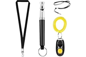 XPOOP 1 Set Fischietto per Cani, Fischietto Ultrasuoni per Cani, Fischietto Addestramento Cani, Clicker con Cinturino da Polso, Training Cane Addestrando Clicker, Regolabile Ultrasuoni Frequenza