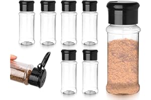 Emezddo 6 piezas agitador de especias,tarros de especias de plástico,tarros de especias vacíos,contenedor de especias transparente,contenedor de tarro de especias,caja de especias pequeña(100 ml)