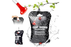 Gohytal 5 gallons 20L Solar Shower Bag, Portable Solar Heated Travel Camping Shower Bag Hot Water with Removable Hose and on-Off Switchable Shower Head for Beach Swimming Outdoor Traveling Camping