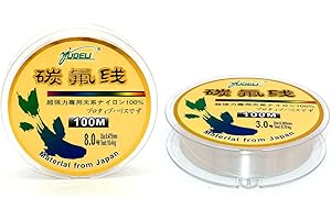 NUZAMAS Set aus 2 Angelschnur aus Fluorcarbon insgesamt 200m / 220yds Unsichtbare Fluorcarbon-Führungsleine, Größe 3,0 (6,34 kg) und Größe 8,0 (16,04 kg)