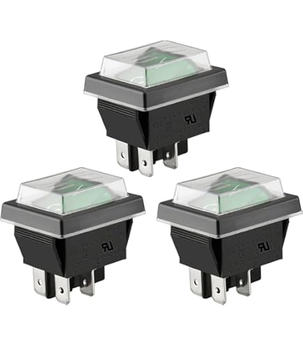 Lot De 5 Interrupteurs à Bascule 2 Broches - 16A 250V, Sans éclairage, Pour Encastrement 28,5x21,5 Mm - Noir
