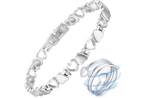 ‎VICMAG Vicmag Magnetarmband Damen Titanstahl Ultral-Festigkeit magnetisch Armband Geschenk mit Entfernungswerkzeug (Silber Liebe Design)