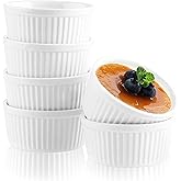 Woobroo Ramekins Set of 6, 200ML Porcelain Souffle Dish,9cm Creme Brulee Dish for Air Fryer & Oven, Mini Bowl for Dips, Sauce